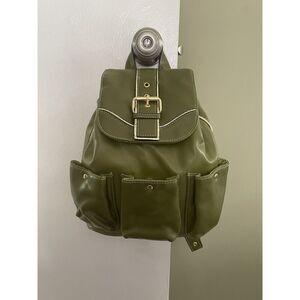 Backpack  Mini Women’s Green Simulated Leather Gold Fittings Great Condition